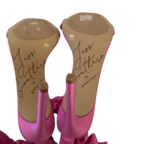 Gianni Bini X Jess Southern Pink  Satin Pearl Studded Heel W/Bow - Size 8 - Picture 7 of 7